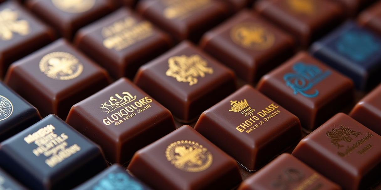 Gekleurde chocolade in huisstijl