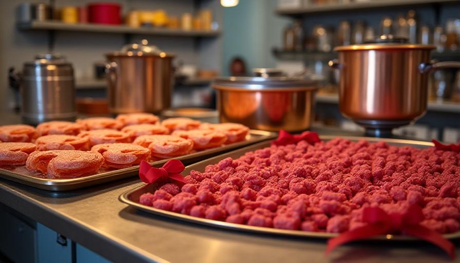 Vervaardigen van chocolade textiel snoep